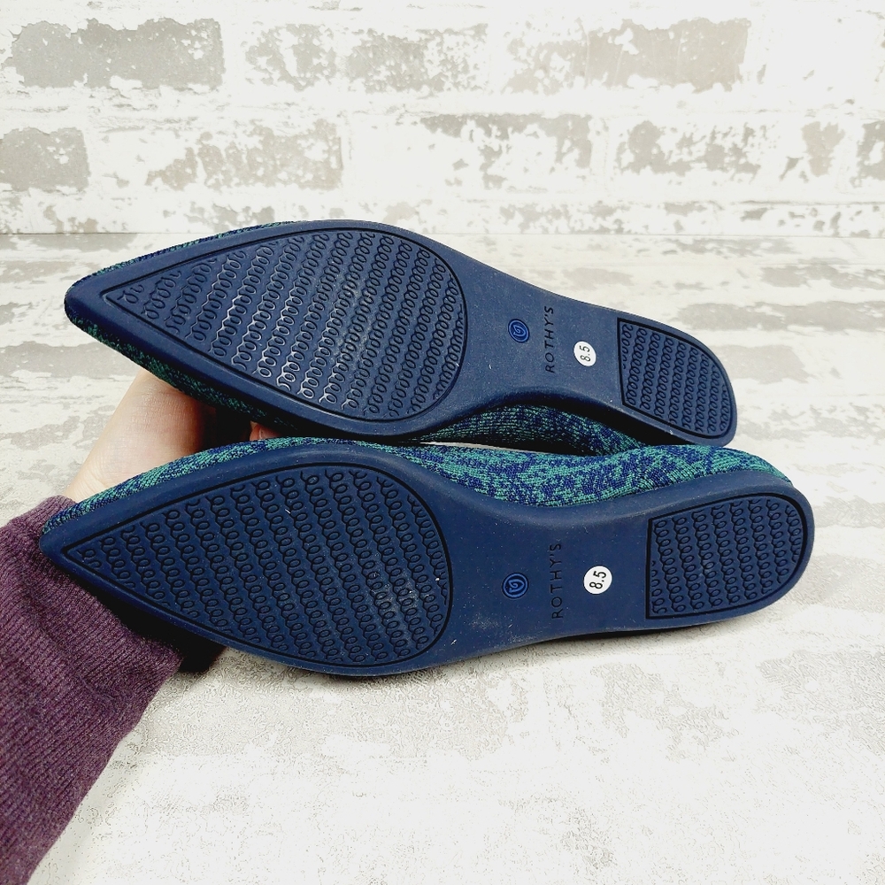 New Rothy’s The Point Blue/Green Snake Ballet Flats I708 - Picture 6 of 7